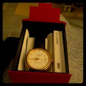 Tissot men’s powermatic leather strap watch